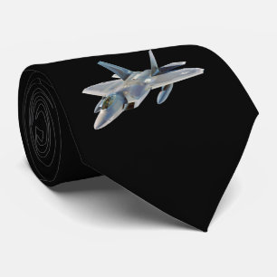 F-22ラプターファイタージェット機搭載ブラック ネクタイ