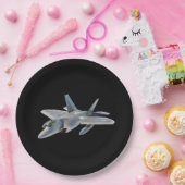 F-22ラプターファイタージェット機搭載ブラック ペーパープレート (パーティー)