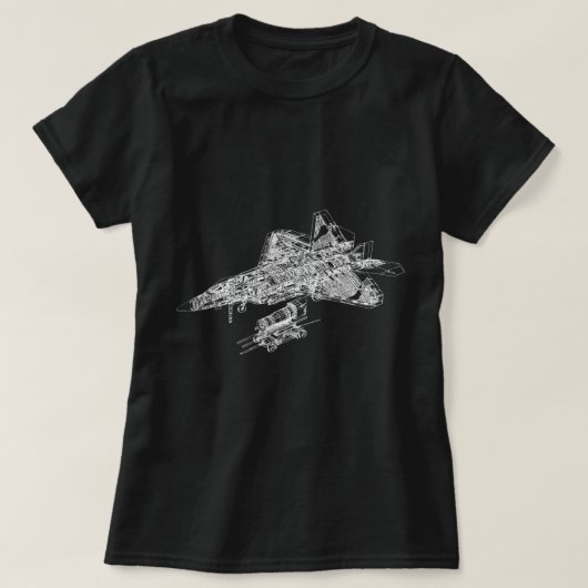 F-22ラプター戦闘機空軍設計図 Tシャツ (デザイン正面)