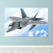F-22ラプター軍隊ジェット キャンバスプリント (インサイチュ (ウッドフロア))