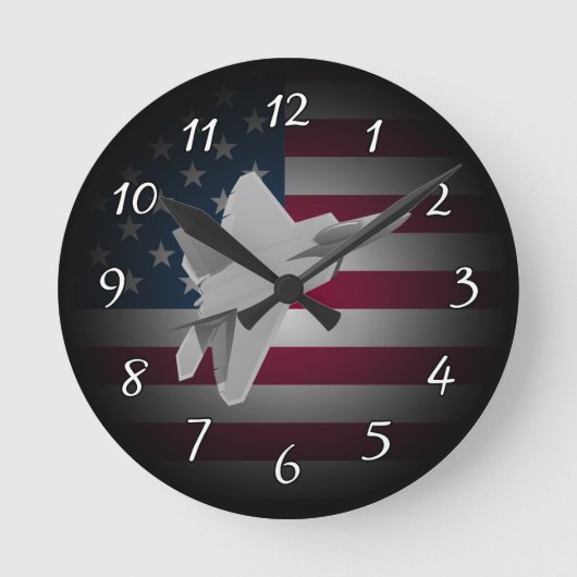 F-22歓喜軍隊戦闘機 ラウンド壁時計 (正面)
