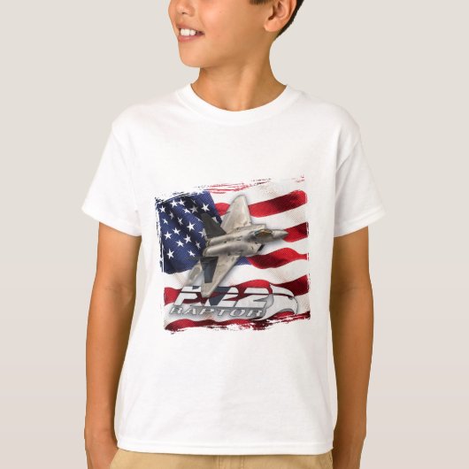 F-22猛禽および米国旗 Tシャツ (正面)