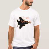 F-22猛禽のシルエットの軍のジェット戦闘機 Tシャツ (正面)