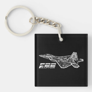 F-22猛禽の正方形(両面の) Keychain キーホルダー