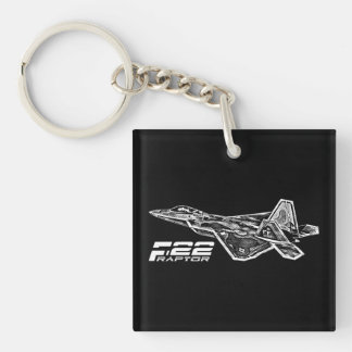 F-22猛禽の正方形(両面の) Keychain キーホルダー