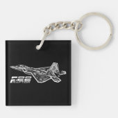 F-22猛禽の正方形(両面の) Keychain キーホルダー (裏面)