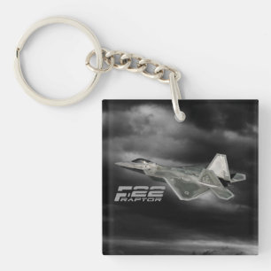 F-22猛禽の正方形(両面の) Keychain キーホルダー