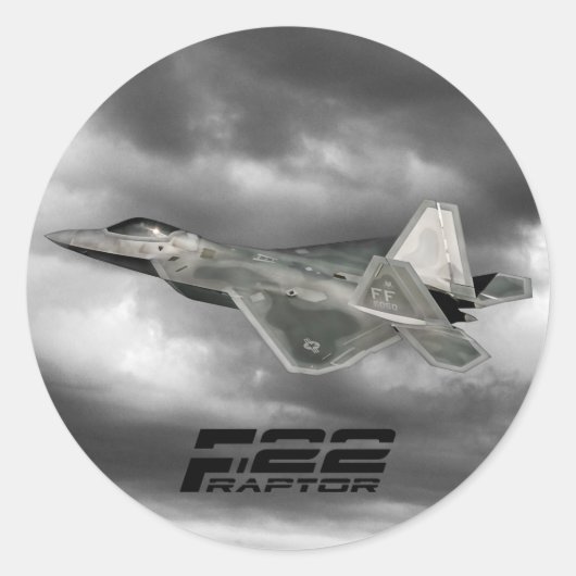 F-22 RAPTORクラシックラウンドステッカー ラウンドシール (正面)