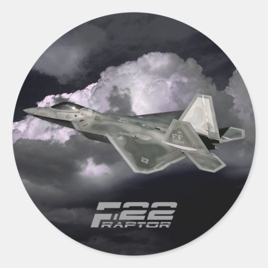 F-22 RAPTORクラシックラウンドステッカー ラウンドシール (正面)