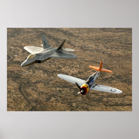 F-22Aの猛禽およびP-47落雷 ポスター (正面)