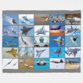 F-22Aラプター「モンタージュ」 フリースブランケット (正面(横))