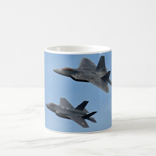 F-35とF-22戦闘機 コーヒーマグカップ (中央)