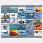 F-35稲妻II「モンタージュ」 フリースブランケット (正面(横))