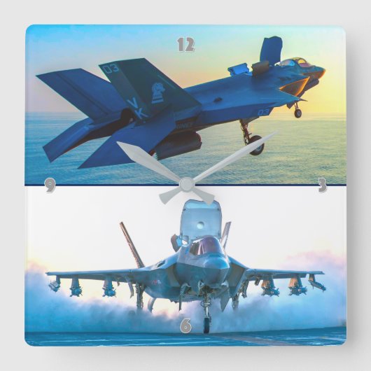 F-35B稲妻II スクエア壁時計 (正面)