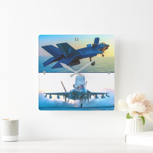 F-35B稲妻II スクエア壁時計 (ホーム)