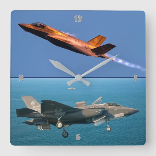 F-35B ライトニング II スクエア壁時計 (正面)