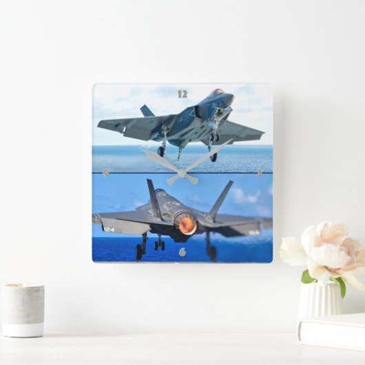 F-35C稲妻II スクエア壁時計 (ホーム)