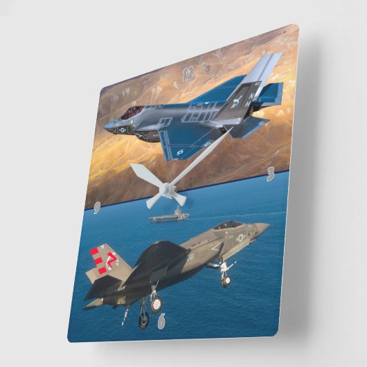 F-35C稲妻II スクエア壁時計 (傾斜)