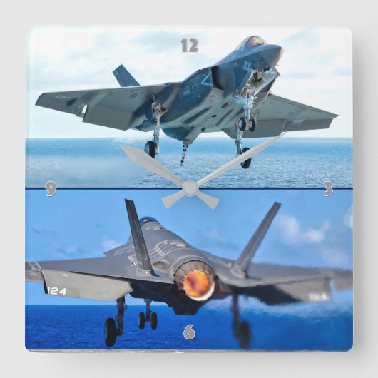 F-35C ライトニング II スクエア壁時計 (正面)