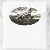 F-4ファントム戦闘機ジェット 楕円形シール (バッグ)