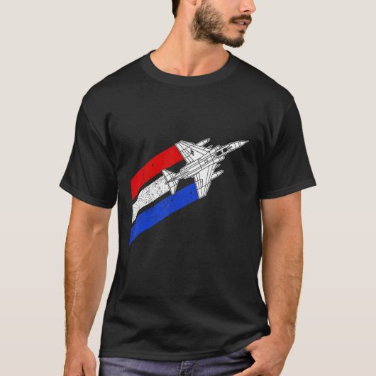 F-4ファントム飛行機ヴィンテージUSAコントール赤いWhi Tシャツ (正面)