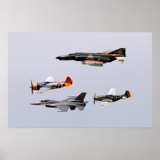F-4ファントム、P-47 Thunderbolt、F-16ファイティングファルコ ポスター (正面)