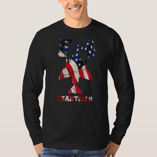F 4 Phantom Ii Fighter Jet With UsaフラグオーバーレイD Tシャツ (正面)
