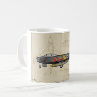 F-86サーブルのジェット機のコーヒー・マグ コーヒーマグカップ