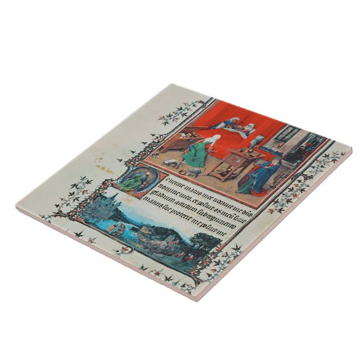 f.93v洗礼者ヨハネおよびBaptisの誕生 タイル (側面)