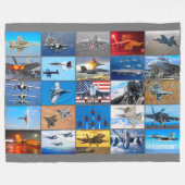 F/A-18ホーネすごい「モンタージュ」 フリースブランケット (正面(横))