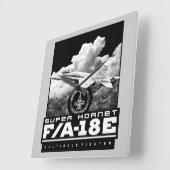F/A-18Eホーネすごいット スクエア壁時計 (傾斜)