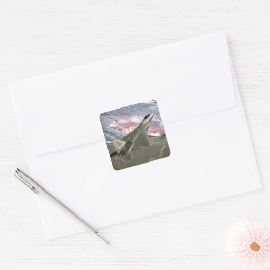 F/A-22ラプターが訓練任務を遂行する スクエアシール (封筒)