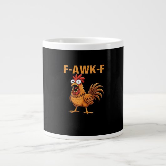 F-Awk-F ニワトリ F-Caw-F おんどり 楽しい ユーモア メメ ジャンボコーヒーマグカップ (正面)