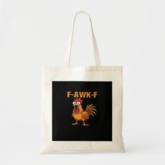 F-Awk-F ニワトリ F-Caw-F おんどり 楽しい ユーモア メメ トートバッグ (正面)