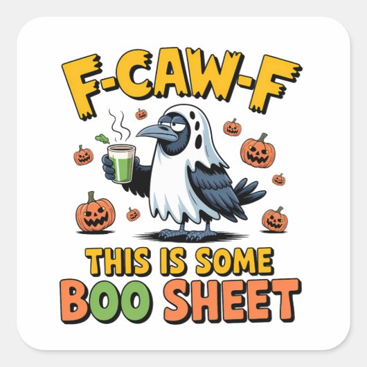 F-Caw-FこれはBooシートであるおもしろい 不気味 スクエアシール (正面)