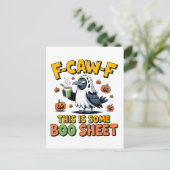 F-Caw-FこれはBooシートであるおもしろい 不気味 ポストカード (スタンド正面)