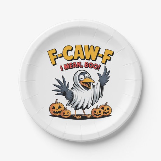 F-Caw-Fとはブーハロウィンおもしろい不気味スカル ペーパープレート (正面)