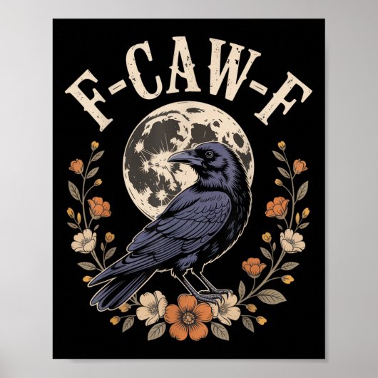 F-caw-fクロウおもしろいズ夜鳥の愛好家ハロウィンテ ポスター (正面)
