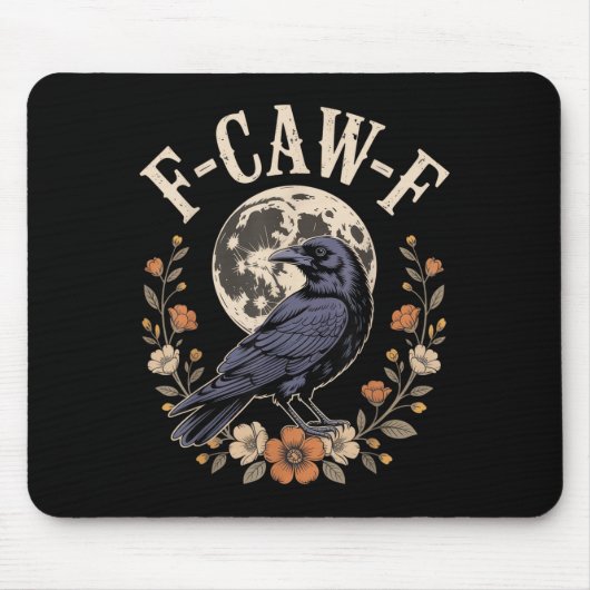 F-caw-fクロウおもしろいズ夜鳥の愛好家ハロウィンテ マウスパッド (正面)