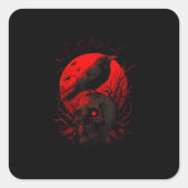 F-Caw-Fクロウおもしろいドリ赤月ゴシック スクエアシール (正面)