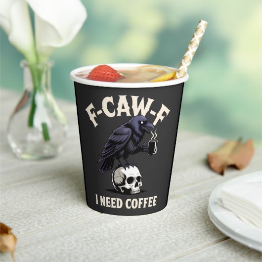 F-Caw-Fコーヒー機能が必要Crow Raven おもしろい 紙コップ (インサイチュ)