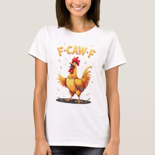 F-CAW-Fチキンローおもしろいスターグラフィックデザイン Tシャツ (正面)