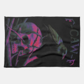 F-Caw-Fブラックカおもしろいウズドリ キッチンタオル (横)