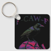 F-Caw-Fブラックカおもしろいウズドリ キーホルダー (正面)