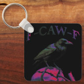 F-Caw-Fブラックカおもしろいウズドリ キーホルダー (正面)