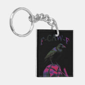 F-Caw-Fブラックカおもしろいウズドリ キーホルダー (正面左)