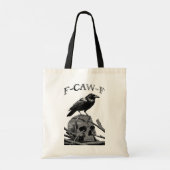 F-Caw-Fブラックカおもしろいウズドリ トートバッグ (裏面)