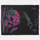 F-Caw-Fブラックカおもしろいウズドリ フリースブランケット (正面(横))