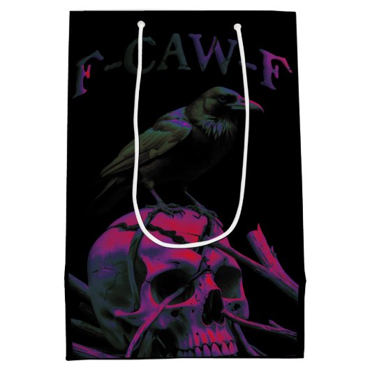 F-Caw-Fブラックカおもしろいウズドリ ミディアムペーパーバッグ (裏面)