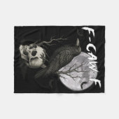 F-caw-fブラッククロウプンおもしろいバードカーウィングゴシックHa フリースブランケット (正面(横))